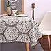 ColorBird Grey Medallion Tablecloth Cotton Linen Dust-proof Table Cover for Kitchen Dinning Tabletop Linen Decor (Rectangle/Oblong, 55 x 70Inch)