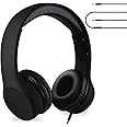 LilGadgets Connect+ Wired Kids Headphones for School with Microphone, Volume Limiting & Noise Reduction On-Ear Headset with Cord, SharePort Technology & SoftTouch Padding, Black