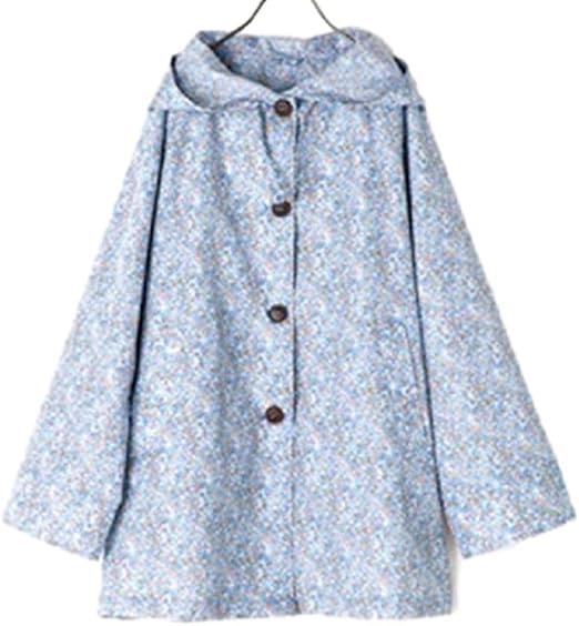 Amazon I Select 可愛い 小花柄 フード付 レインコート レディース Free 青 黄 春 夏 秋 冬 オールシーズン 雨具 カッパ レインウェア 防水 レインコート ポンチョ 通販