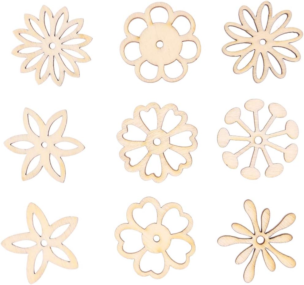 50pcs Wooden Cutouts Wood Slices Wooden Embellishments Table Confetti for DIY Wedding Birthday Party Favors Centerpieces