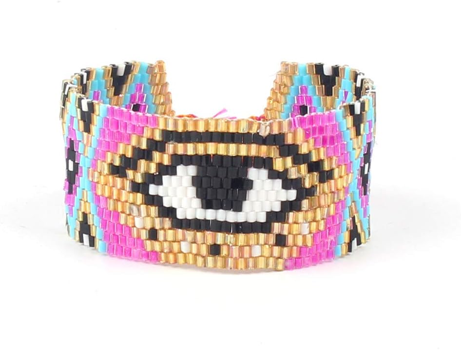 BALIBALIHandmade 100% Authentic Seed Beads Couples Bracelet Woven Good Luck Vintage Evil Eye Adjustable Amulet Charms Bangle Jewelry