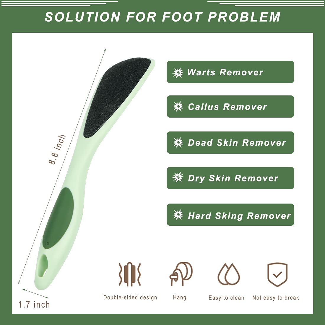 KLLENAKIY Double Sided Foot Pumice Stone, Feet Pumice Scrubber with Handle, Relieve Foot Fatigue and Stress, Suitable for Home Foot Care (Green): Beauty