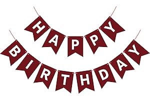 Waenerec Burgundy Birthday Banner Sign Happy Birthday Bunting Banner Garland for Kids Girl Woman Tea Party Decorations Bunting Flag Party Supplies