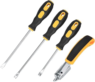 Tomoyuki 4 Pcs Upholstery Staple Remover Set Rubber Handles Heavy Duty