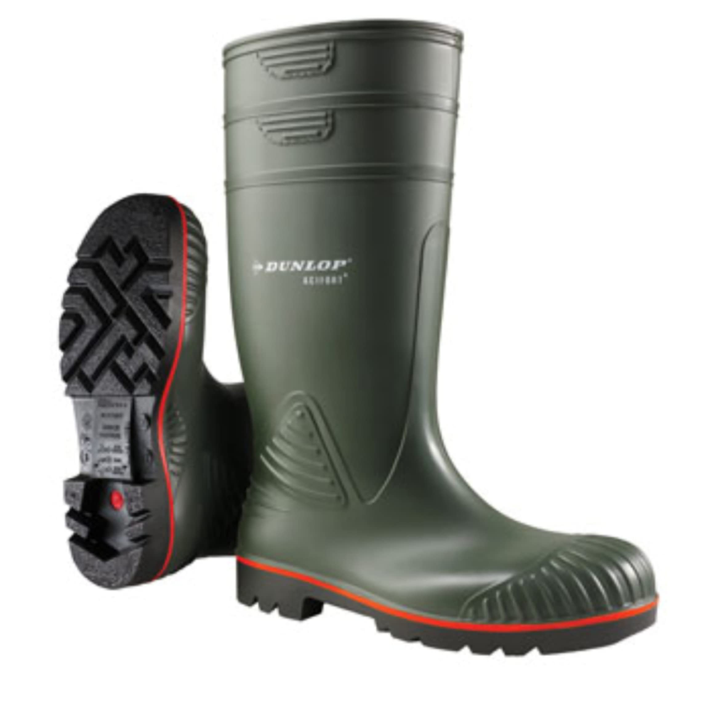 Dunlop Acifort Heavy Duty - Unisex Knee High Full Safety Waterproof Work Boots, Green, S5 Rated Antistatic and Slip Resistant PVC Wellies with Steel Toecap for Outdoor and Industrial Use - EU40, UK6.5