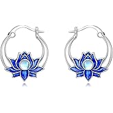 LEECCI Lotus/Sunflower/Tree of Life Dangle Stud Earrings 925 Sterling Silver Flower Earrings Gift for Women Mom