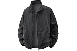 Men's UV Jacket UPF 50+ Sun Protective Zip Up Lightweight Jackets Quick-Dry Fishing Long Sleeve Summer Wear with Pockets