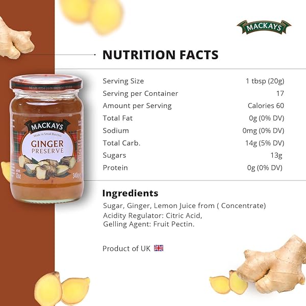 MACKAYS GINGER PRESERVE, 12 OUNCE