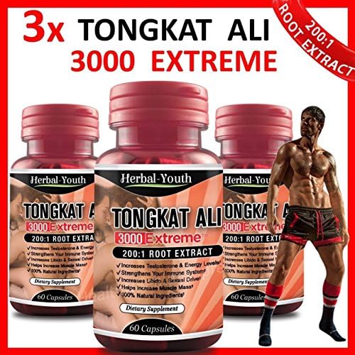 X3 TONGKAT ALI 3000 EXTREME PILLS 200:1 ROOT EXTRACT TESTOSTERONE BOOST LONGJACK PASAK BUMI (180 pills)