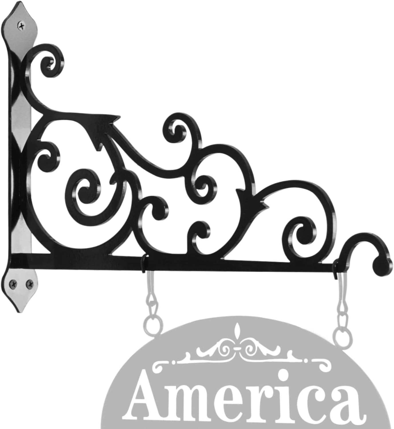 Outdoor Hanging Brackets - APBFH 14in Metal Plant Bracket for Wall Hanging Basket Lantern Bird Feeder Decorative Sign Bug Zapper, Black