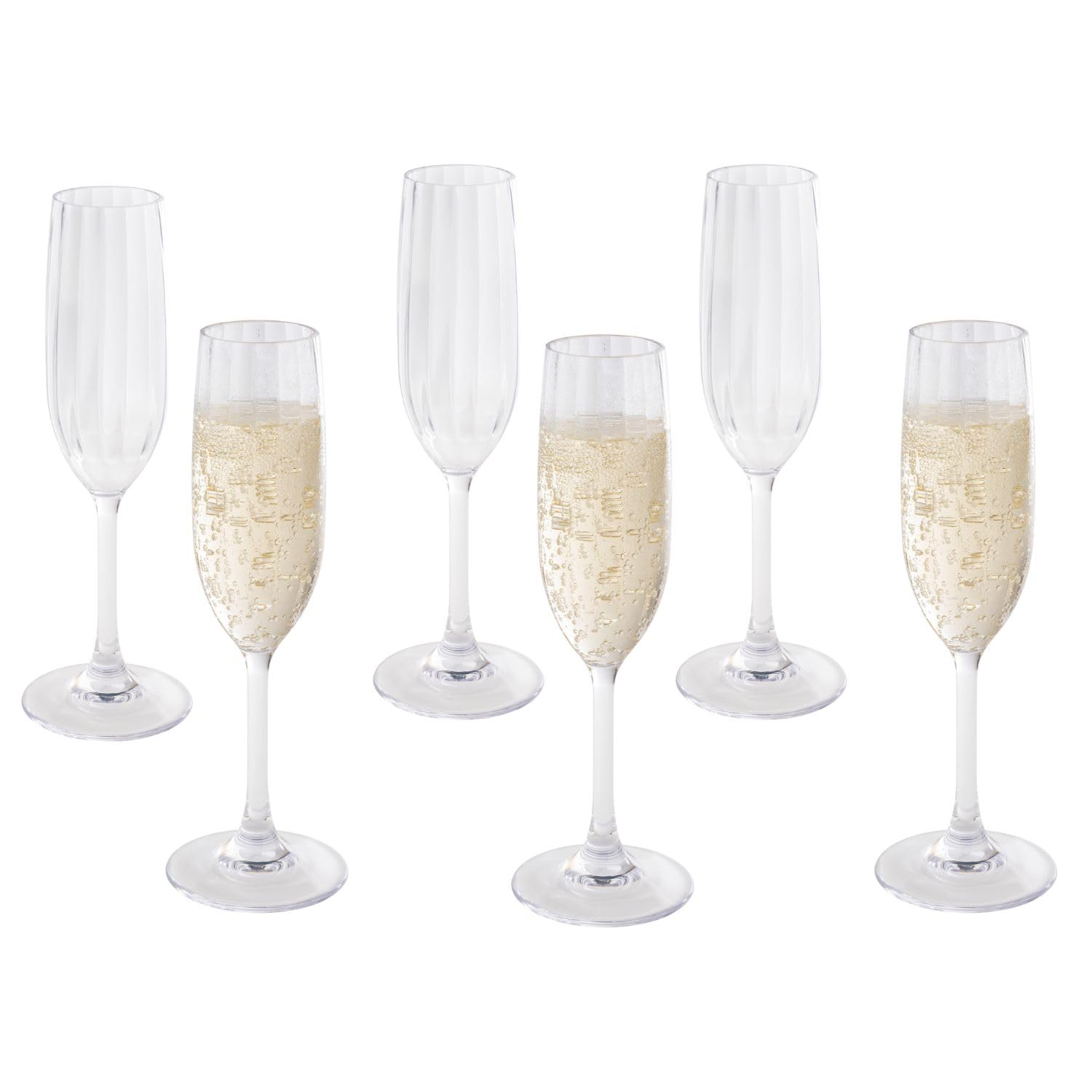 Buddy's Bar Champagne Glass/Plastic Cups Made of Tritan Plastic, Set of 6, Transparent, Diameter 5 cm, Height 23 cm, 190 ml