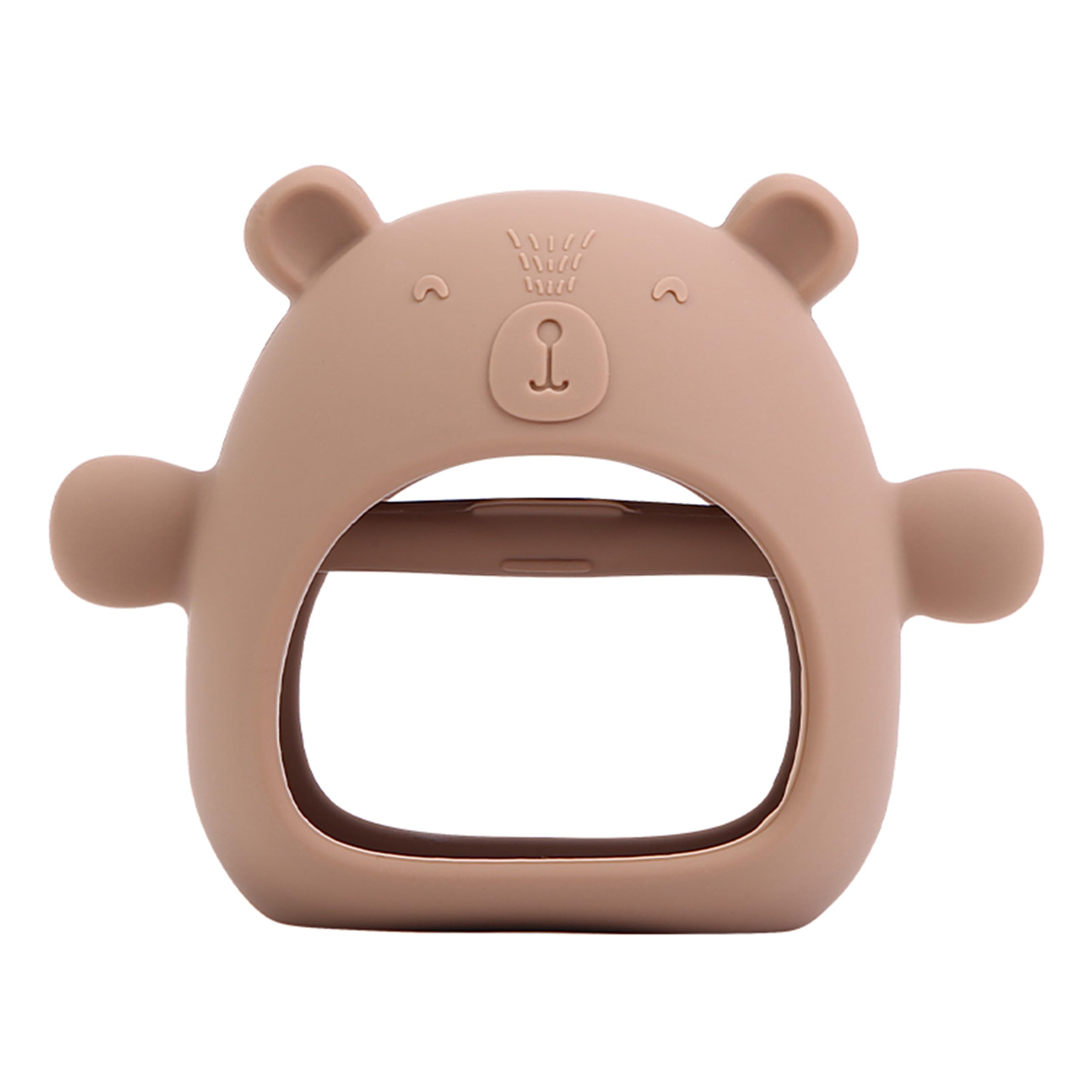 Baby Teether Glove – Bear Shaped Silicone Teething Toy for Infants & Toddlers – BPA-Free, Soft, Anti-Drop, Easy-Grip Design – Newborn Essentials – Brown