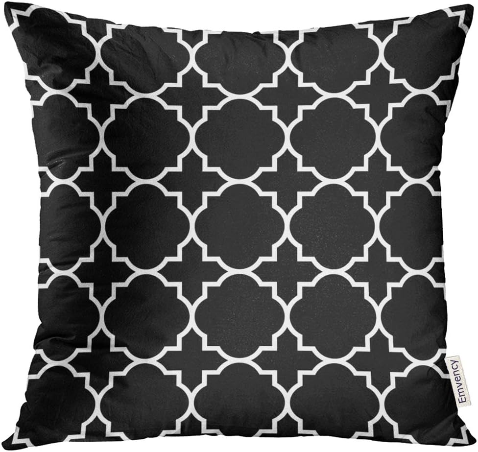 VANMI Throw Pillow Cover White Christian Black Geometric Pattern Byzantine Church Decorative Pillow Case Home Decor Square 16x16 Inches Pillowcase