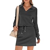 Fisoew Womens 2 Piece Outfits Casual Polo V Neck Sweatshirt High Waisted Skort Skirts Running Tracksuit Sets