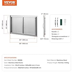 VEVOR BBQ Access Door, 36W x 21H Inch Double