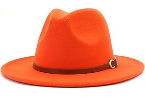 CCAKXCJJ Fedora Hats for Men Women Felt Jazz Hat Wide Brim Panama Hat with Belt Buckle