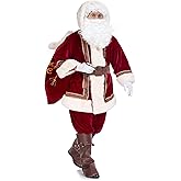 VAPICK Santa Claus Costume for Men Deluxe Velvet Santa Suit 10PCS Adults Christmas Outfit Xmas Holiday Cosplay Set