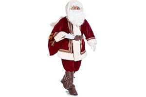VAPICK Santa Claus Costume for Men Deluxe Velvet Santa Suit 10PCS Adults Christmas Outfit Xmas Holiday Cosplay Set