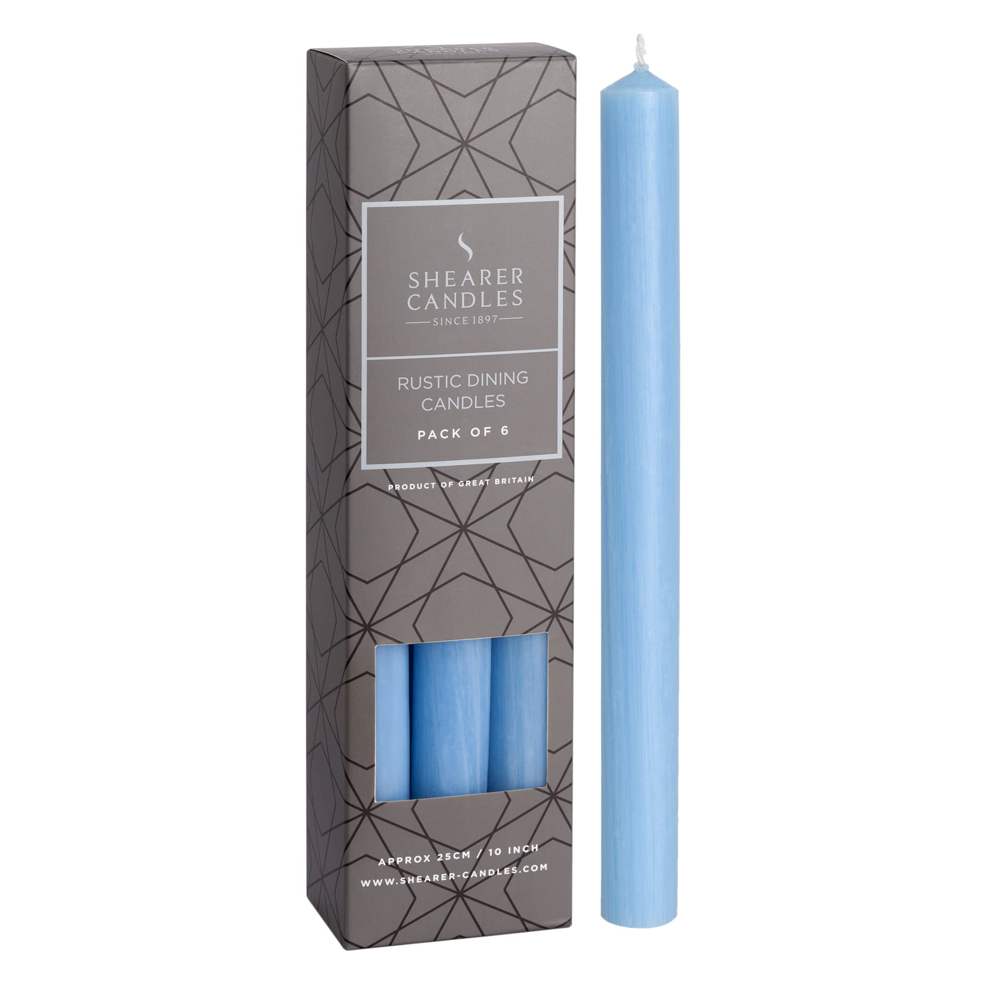 Shearer Candles Sea Blue - Dinner Candles - 10 inch - Unscented Dinner Candles - 11 Hour Burn Time - 6 Pack