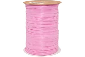 Morex Ribbon 100% Rayon Matte Raffia Biodegradable Ribbon, Azalea, 1/4" x 100 Yd