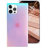 Omorro Compatible with iPhone 16 Pro Max Rectangle Case for Women, Bling Sparkly Laser Color Changing Designer Glitter Slim Thin Soft Flexible Silicone Protective Light Mirror Iridescent Girly