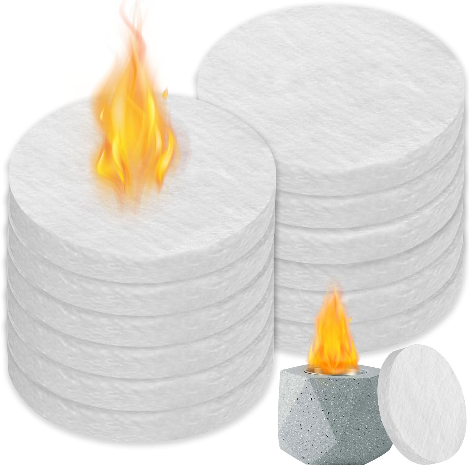 Ceramic wool sponge 12pcs Table Top Firepit Sponge Cotton Core for Bioethanol Fireplaces Ceramic Wool Fiber Insulation for Tabletop Fire Pit to Extend Burning Time