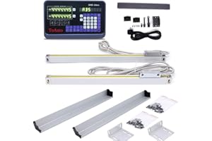 TOAUTO DRO 2 Axis Digital Readout Display with 2pc Glass Linear Scale 5 Micron Accuracy for CNC Mill Lathe Machine (400+850)