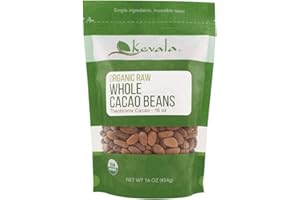 Kevala Organic Cacao Beans - Sun Dried Natural Beans for Brewing, Sugar Free Base for Homemade Chocolate, Nutritious Addition to Breakfasts and Drinks, Vegan Option with No Additives, 1 lb, 16 oz