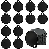 StayMax Round Aluminum Laser Engraving Blanks Tags Stamping Blanks 25 Pack Diameter 1.24 Inch (Black)