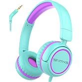 IMYB V1 Kids Headphones, 85dB Wired for School, Toddler 2-12 Boys Girls | Adjustable Foldable Durable Cord, iPad Kindle Tablet Chromebook 3.5mm Ov-Ear for Teens Travel Plane (Green)