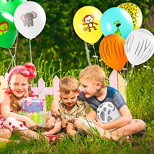 MALLMALL6 93Pcs Safari Animal Balloons Jungle Theme Birthday Party Supplies Decorations Forest Zoo Animals Latex Balloon Party Favor Wildlife Helium Balloon Bunch Baby Shower Room Decor for Kids