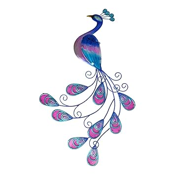 Buy Hour 24 8 Metal Art Peacock Wall Decor Blue And Pink Online At Low Prices In India Amazon In