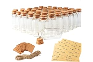 OurWarm 48PCS 25ml Clear Glass Bottles with Cork Stoppers, Mini Small Vials for Wedding Favors, DIY Crafts, Baby Shower