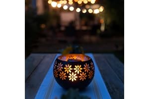 Original Solar Fire Bowl 8” (1-Pack) – Decorative Metal Solar Patio Light with Flickering Flame, Waterproof Dusk-to-Dawn Garden Lantern in Matte Black