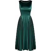 ZAFUL Women's Satin Cocktail Dresses for Wedding Guest, Semi Formal Sleeveless Midi Modest Dress Party Evening Gowns