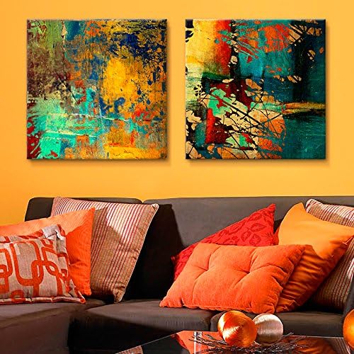 WALL ART CANVAS PAINTINGS BY JOSS DESIGN 2 PIECES ABSTRACT AUTUMN