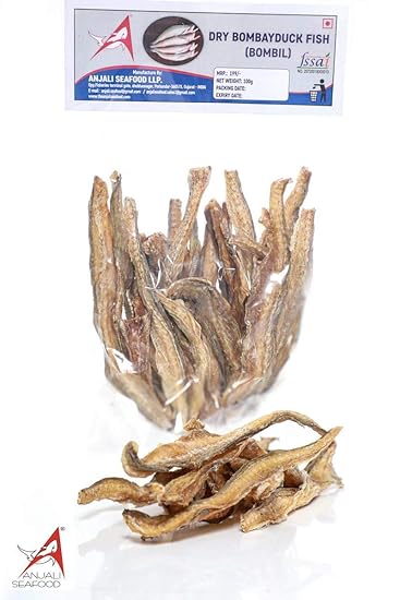 ANJALI SEAFOOD Dry Bombay Duck Fish Bombil 100 Gms (Pack of 1), Human Consumption Dry