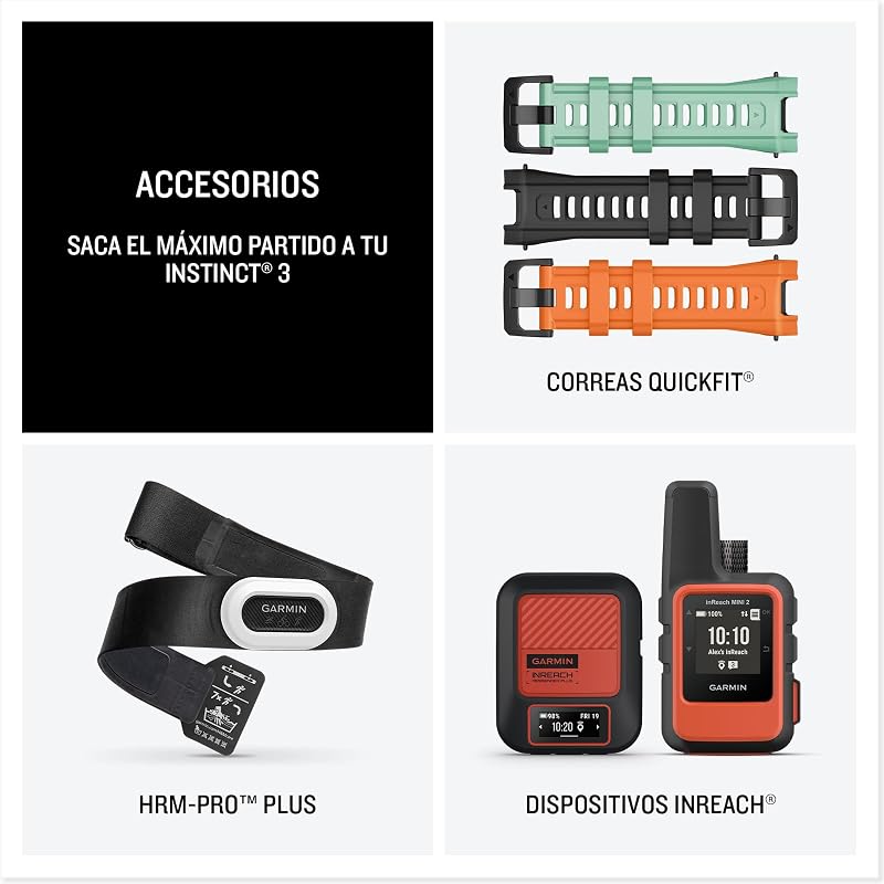 Instinct 3 50 mm, Reloj Inteligente con GPS, Negro