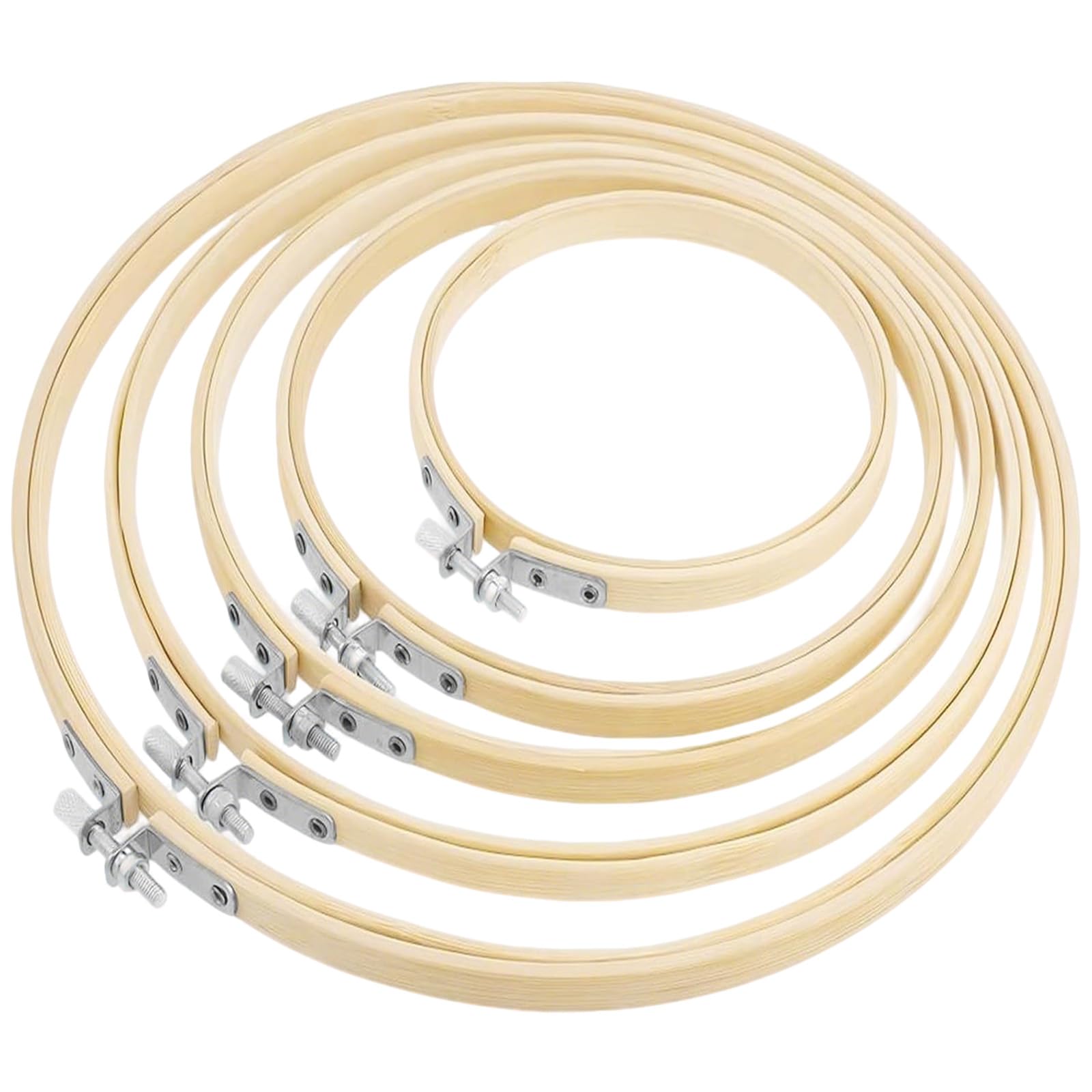 5 Sizes Embroidery Hoops Round Bamboo, Embroidery Ring, Cross Stitch Accessories, Circle Embroidery Frames,Cross Stitch Hoop for DIY Cross-Stitch Embroidery, Hand Sewing, Decoration