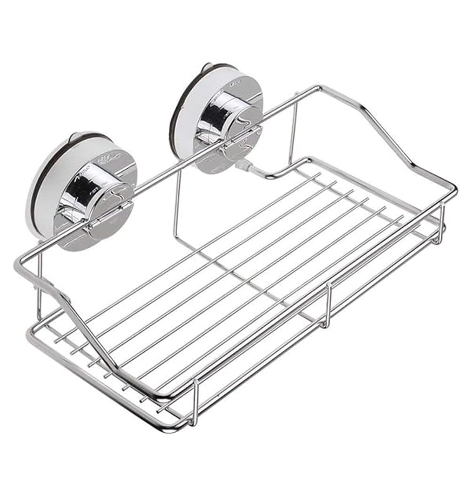 Strong Suction Shower Caddy Organiser Basket Bathroom Shelf Storage Wall Mounted SUS304 Stainless Steel Rectangle Kitchen Rack No Drilling, Sliver 9.8 x 5.3 x 3.3"