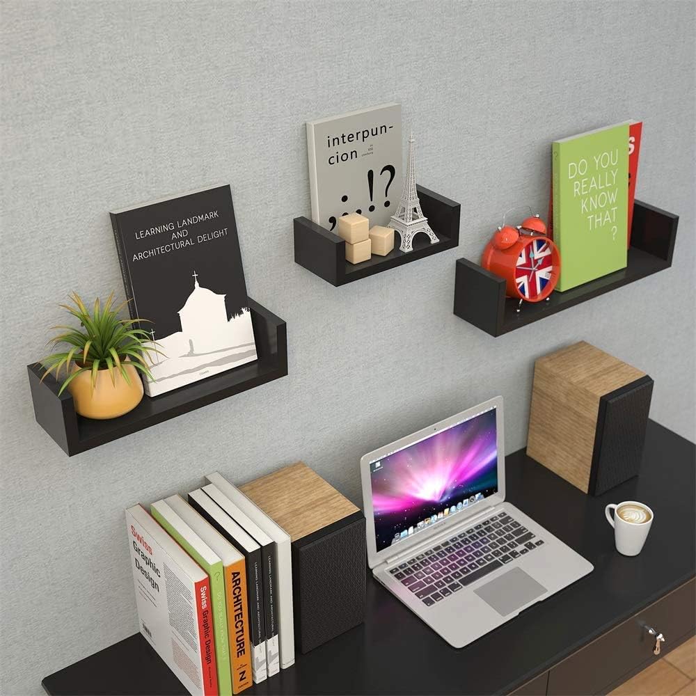 Tanburo 3 Etagere Murale U Forme Etagere Suspendue Tablette Murale Etagere Bibliotheque Design Retro Pour Livre Cd Dvd Noir Amazon Fr Cuisine Maison