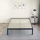MAF 14 Inch Queen Platform Bed Frames with Wooden Slats, Black 3500 Lbs Heavy Duty Metal Bed Frame with Anti-Collision Round Legs, No Box Spring Needed, Easy Assembly