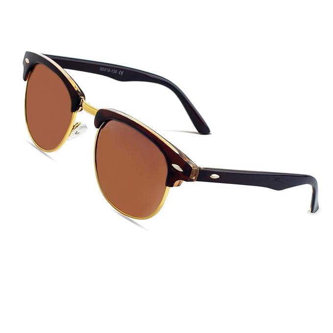 CGID MJ56 clubma Unisex Retro Vintage Sonnenbrille im angesagte 60er Browline-Style mit markantem Halbrahmen Sonnenbrille,Bri