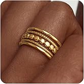 FISSEN JEWELRY 5PCS Gold Rings for Women, Dainty 14K Gold Plated Finger Rings, Trendy Stackable Thumb Pinky Midi Ring Set, Hypoallergenic Band Non Tarnish Jewelry Gifts Fashion Accessories Size 6-10