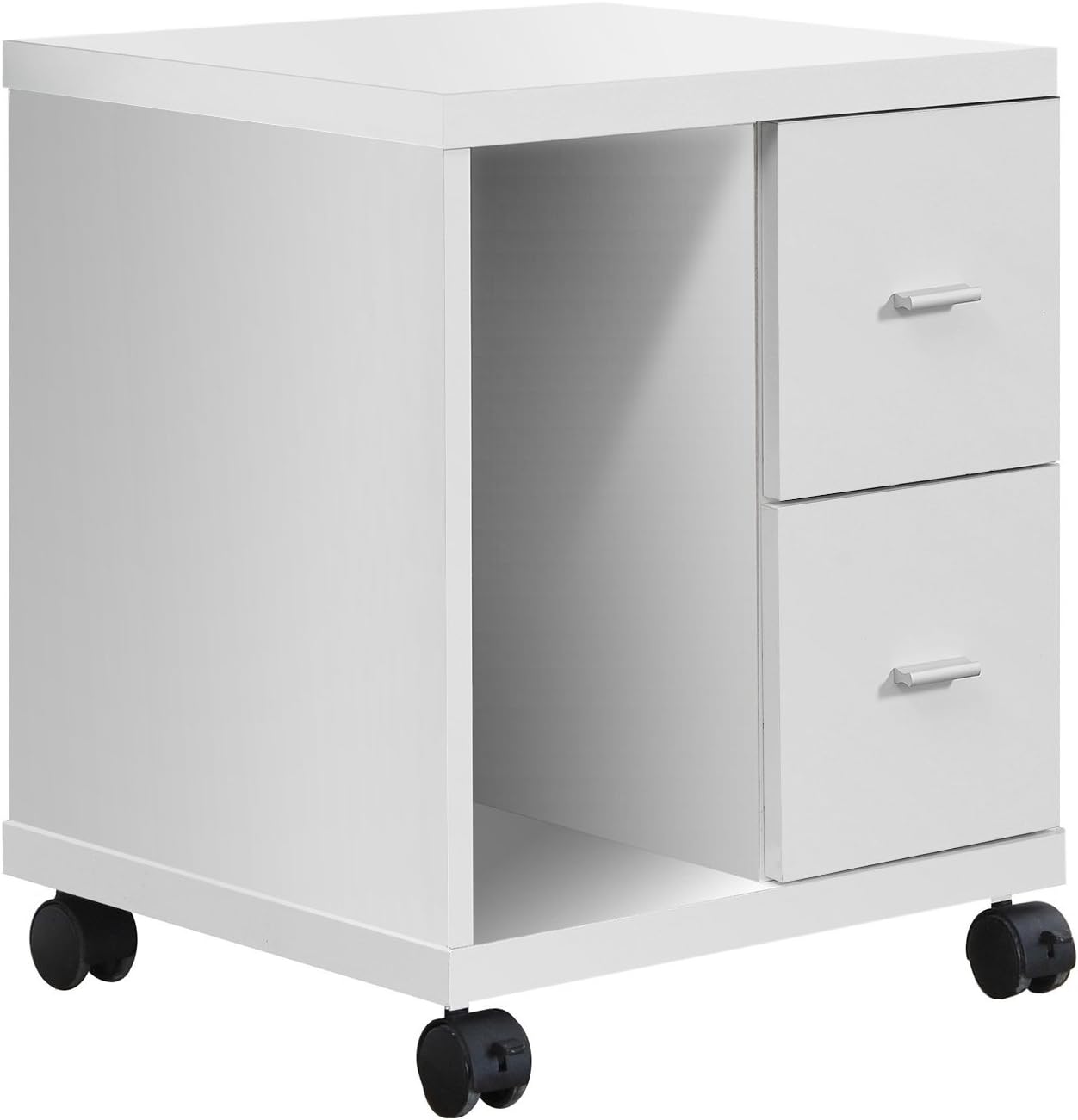 Monarch Specialties White Hollow-Core 2 Drawer Computer Stand on Castors