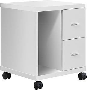Monarch Specialties White Hollow-Core 2 Drawer Computer Stand on Castors