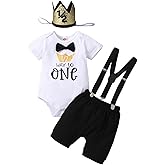 Baby Boy 1/2 First Birthday Outfit Half Way to One Bowtie Romper Suspenders Pants set Cake Smash Photo Shoot