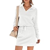 Fisoew Womens 2 Piece Outfits Casual Polo V Neck Sweatshirt High Waisted Skort Skirts Running Tracksuit Sets