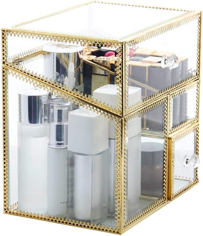 Zm Caja de Almacenamiento cosmética de Cristal, Cubo de Almacenamiento