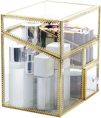 Zm Caja de Almacenamiento cosmética de Cristal, Cubo de Almacenamiento
